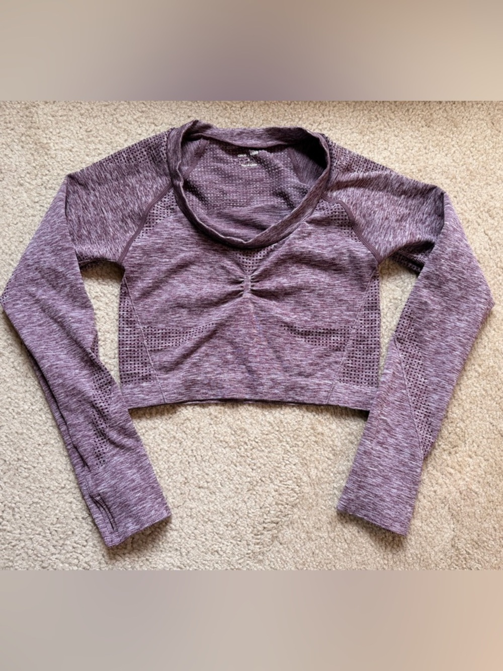 ASOS Heathered Lavender Long-Sleeve Cropped Top Medium